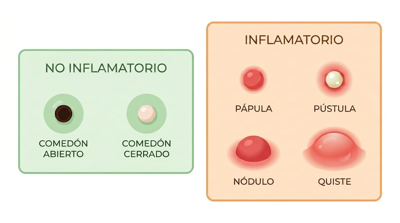 tipos de granos en la cara