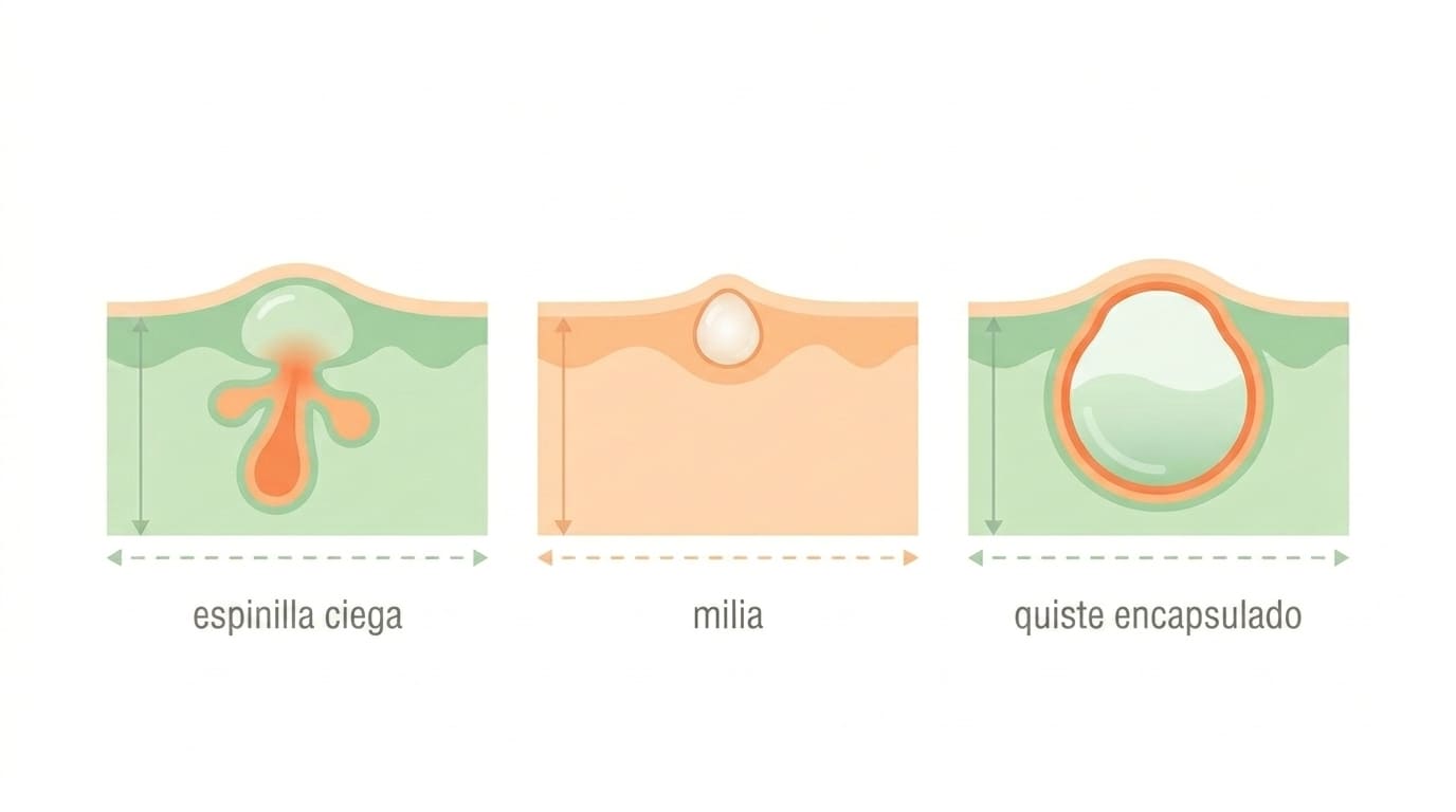 tipos de granos en la cara