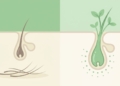 ¿el pelo que se cae vuelve a crecer? ilustración de folículo capilar regenerándose