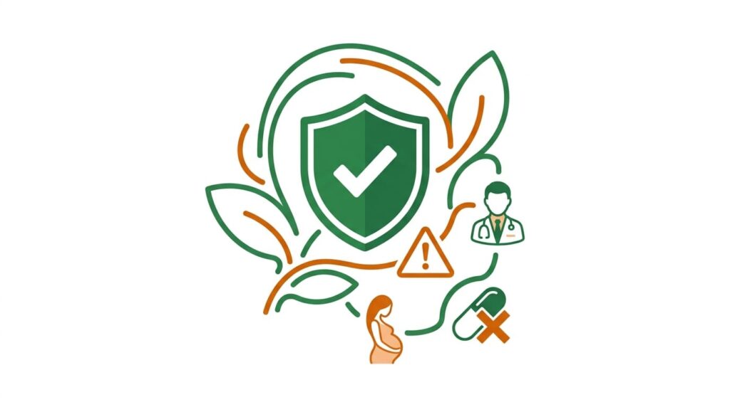 Rhodiola Rosea Beneficios: 7 Efectos Probados 6 ilustración flat sobre la seguridad y efectos secundarios de la rhodiola rosea