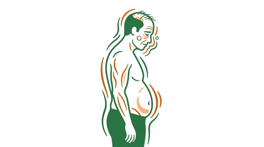 ilustración flat de síntomas físicos de testosterona baja en hombres