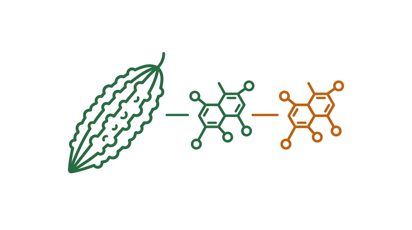 ilustración del melón amargo y sus compuestos bioactivos