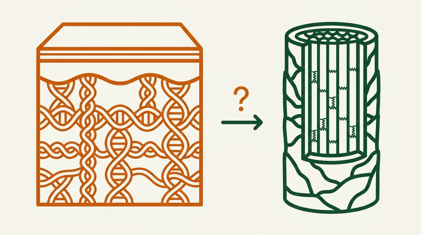 ilustración comparativa entre colágeno en la dermis y queratina en el tallo del cabello